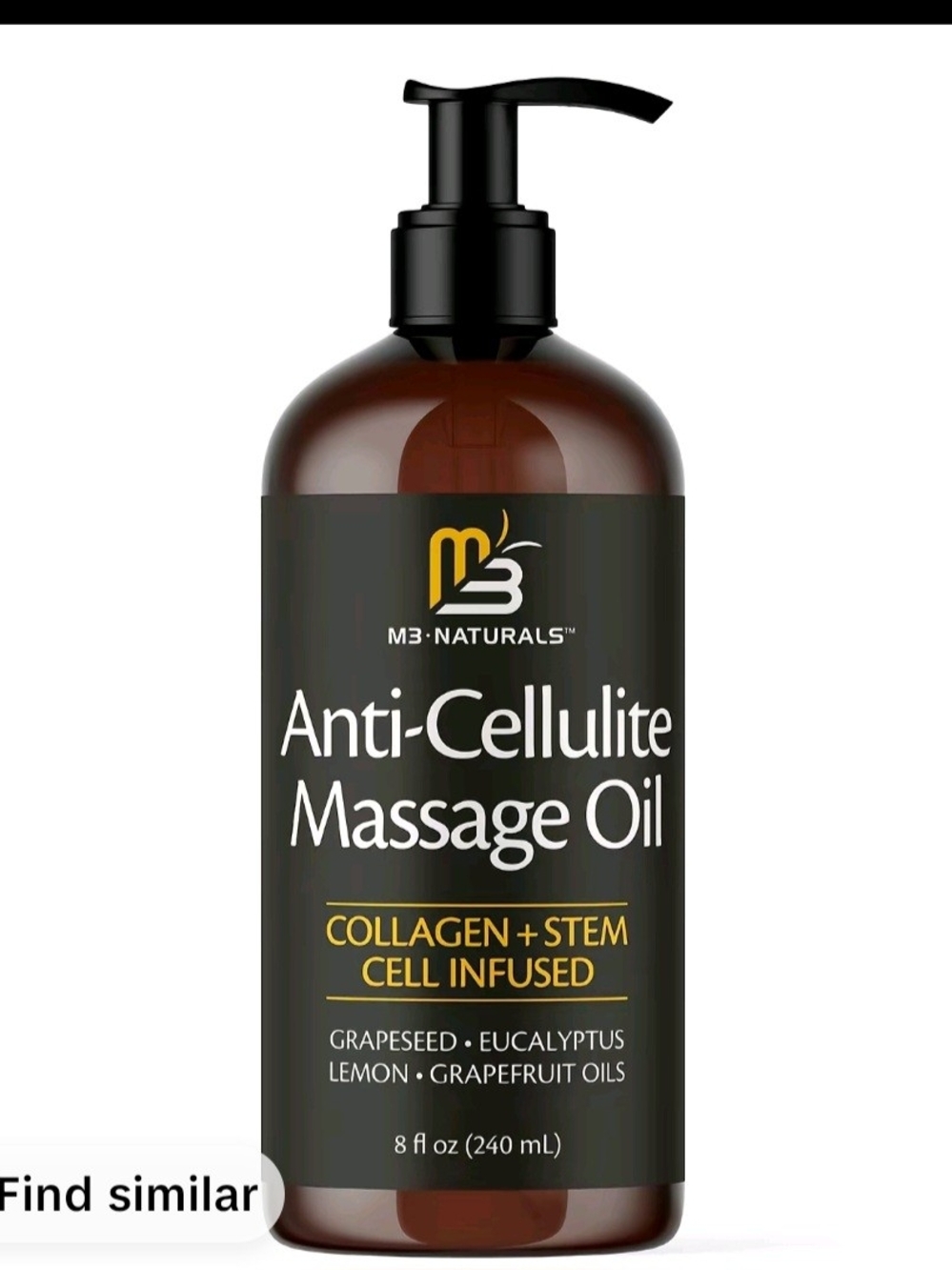 M3 Naturals Anti-Cellulite Massage Oil — Brown Bottle